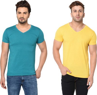 Adorbs Trend Solid Men V Neck Multicolor T-Shirt