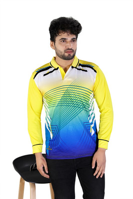 click n buy Solid Men Polo Neck Yellow T-Shirt