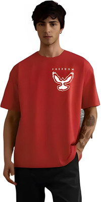 Luke and Lilly Graphic Print Men Round Neck Red T-Shirt