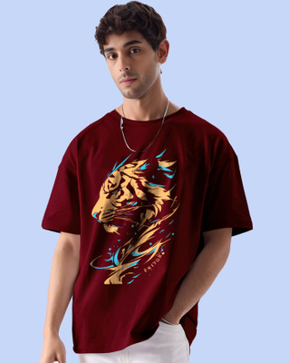 ENITOR Graphic Print Men Round Neck Maroon T-Shirt