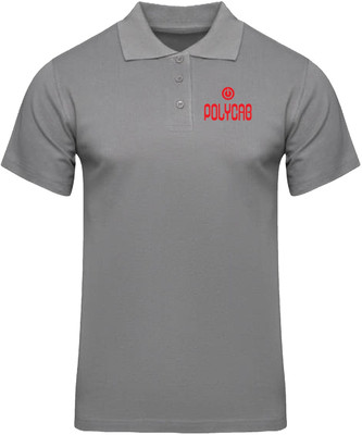 PrintHolic Solid Men Polo Neck Grey T-Shirt