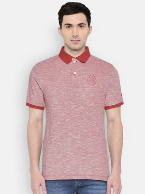 BEING HUMAN Self Design Men Polo Neck Red T-Shirt