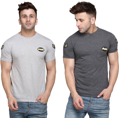 Money Leaf Solid Men Round Neck Silver, Grey T-Shirt