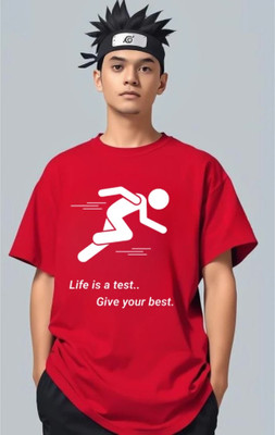 BLOSSOMTRADER Graphic Print Men Round Neck Red T-Shirt