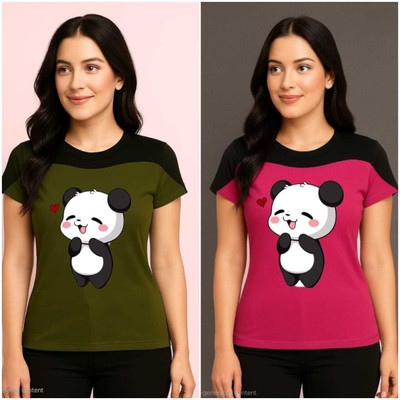 Naagar Printed Women Round Neck Multicolor T-Shirt