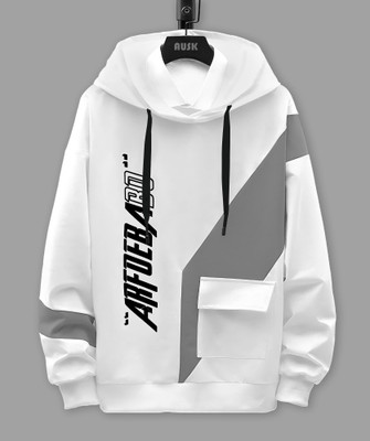 AUSK Printed Men Hooded Neck White T-Shirt