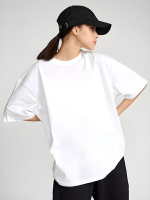 Dressberry Solid Women Round Neck White T-Shirt