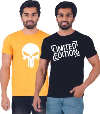 Ferocious Printed Men Round Neck Yellow, Black T-Shirt