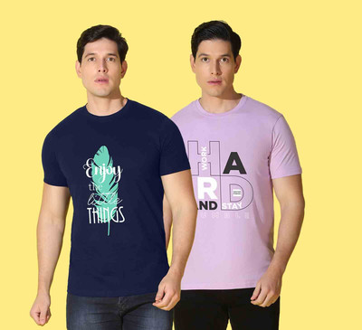 WOOSTRO Graphic Print Men Round Neck Blue, Purple T-Shirt