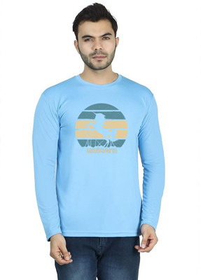LV CARE Printed Men Round Neck Blue T-Shirt