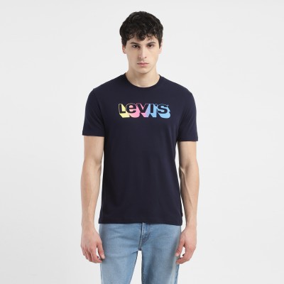 LEVI'S Graphic Print Men Crew Neck Navy Blue T-Shirt