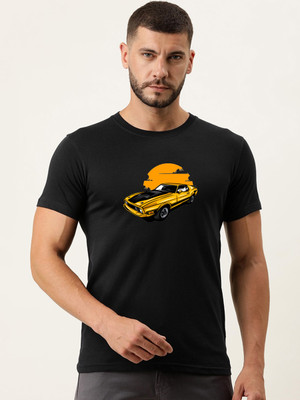 WOLDER Printed Men Round Neck Black T-Shirt