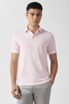 VAN HEUSEN Solid Men Polo Neck Pink T-Shirt