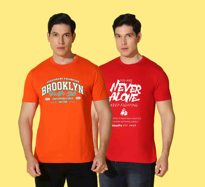 WOOSTRO Printed, Typography Men Round Neck Multicolor T-Shirt