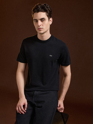 THE BEAR HOUSE Solid Men Round Neck Black T-Shirt