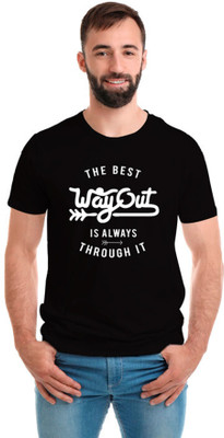 SmarTee Street Typography Men Round Neck Black T-Shirt