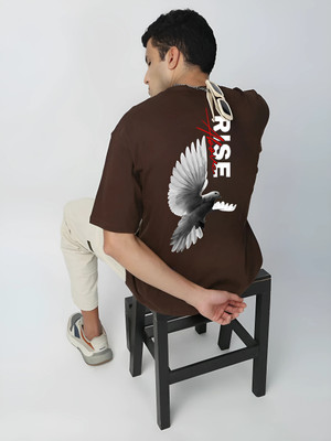 dos herman Self Design Men Round Neck Brown T-Shirt
