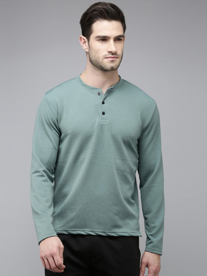 MADSTO Striped Men Round Neck Green T-Shirt