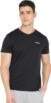 HUMMEL Solid Men V Neck Black T-Shirt