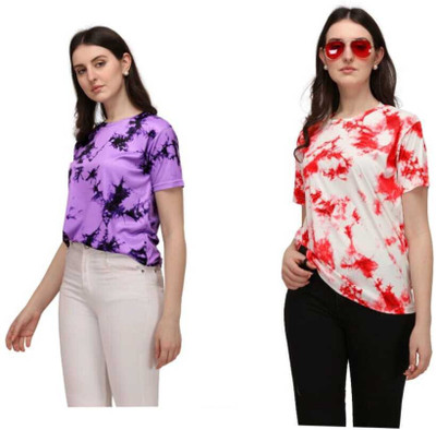 Apachee Printed Women Round Neck Multicolor T-Shirt