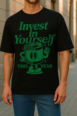 Relva Printed Men Round Neck Black T-Shirt