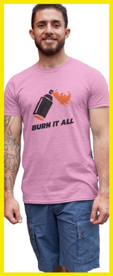 Streetfluencer Printed Men Round Neck Pink T-Shirt