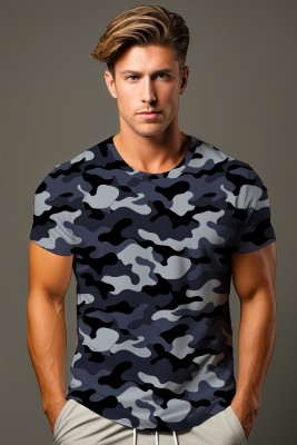 Checks & Squires Military Camouflage Men Round Neck Multicolor T-Shirt