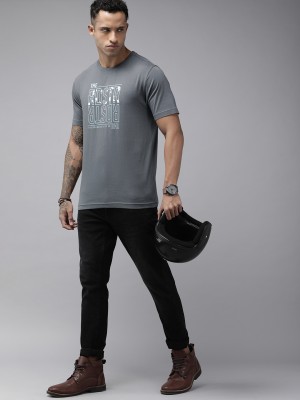 Roadster Graphic Print, Typography Men Round Neck Grey T-Shirt