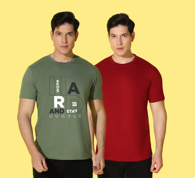 WOOSTRO Printed Men Round Neck Multicolor T-Shirt