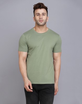 SLOWLORIS Solid Men Round Neck Light Green T-Shirt