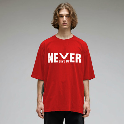 etsun Typography Men Round Neck Red T-Shirt