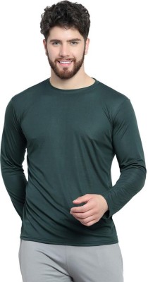 af collection Solid Men Round Neck Dark Green T-Shirt