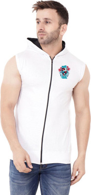 GEUM Graphic Print Men Hooded Neck White T-Shirt