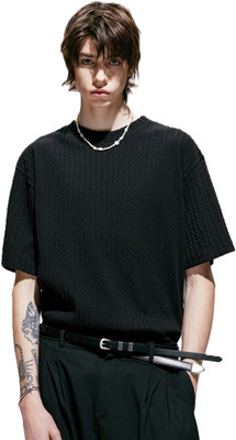 Rahi Trendz Solid Men Round Neck Black T-Shirt