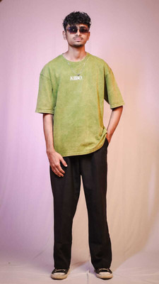 KIIBO Graphic Print Men Round Neck Green T-Shirt