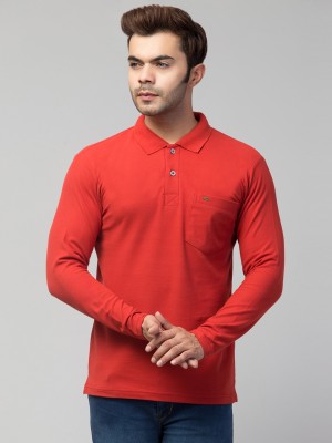 Corsair Solid Men Polo Neck Red T-Shirt