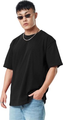 TBS-THE BARGAIN STREET Solid Men Round Neck Black T-Shirt