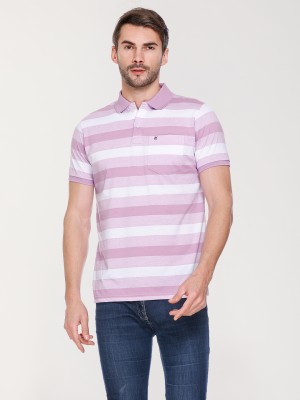 Urbanor Striped Men Polo Neck Purple T-Shirt