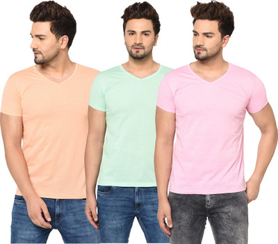 JB Jangoboy Solid Men V Neck Multicolor T-Shirt