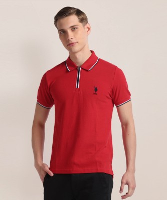 U.S. POLO ASSN. Solid Men Polo Neck Red T-Shirt