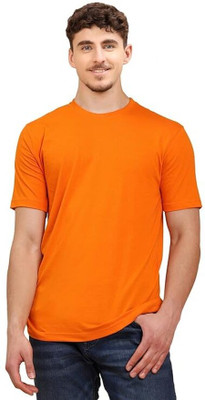 ZOLO Solid Men Round Neck Reversible Orange T-Shirt