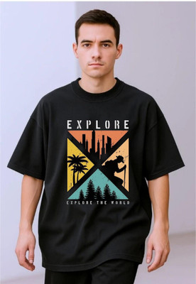 BLOSSOMTRADER Printed Men Round Neck Black T-Shirt