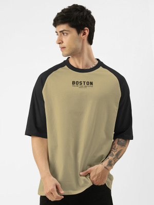 MANIAC Colorblock Men Round Neck Green T-Shirt