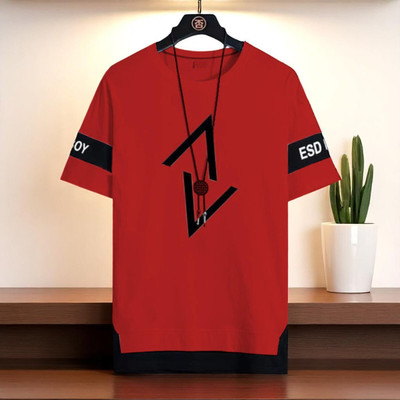 FASHIUM Printed Men Round Neck Red T-Shirt