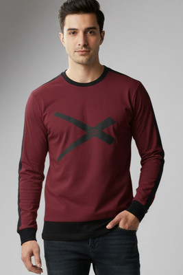 FASHIUM Printed Men Round Neck Maroon T-Shirt