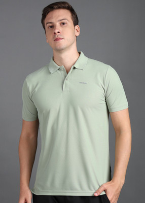 GRABIN Solid Men Polo Neck Light Green T-Shirt