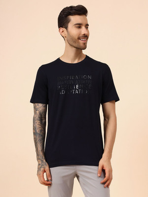 CANTABIL Printed Men Round Neck Dark Blue T-Shirt