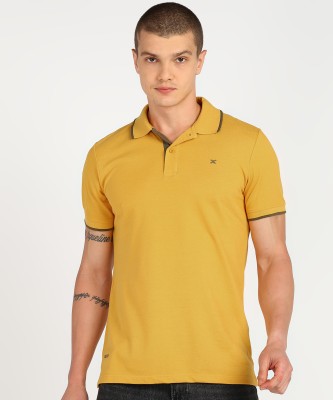 KILLER Solid Men Polo Neck Yellow T-Shirt