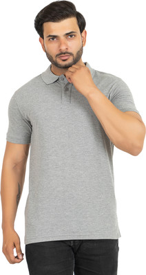 ANTILOOP Solid Men Polo Neck Grey T-Shirt