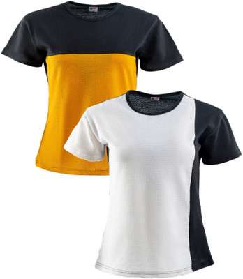 VEE SAA Colorblock Women Round Neck Multicolor T-Shirt